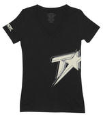Logo V-Neck Women's T-Shirt - Black/Cream